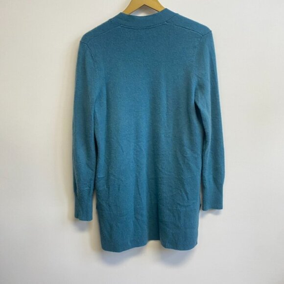 L.L. Bean 100% Cashmere Teal Cardigan Sweater - Picture 6 of 11